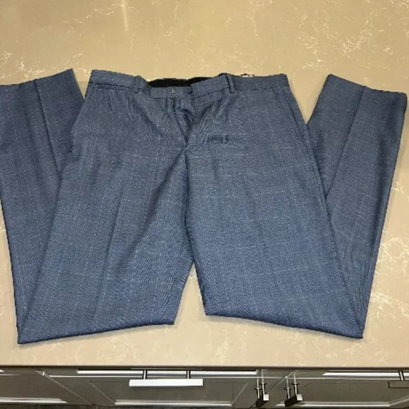 Theory Pants Theory Blue Plaid Slacks 33 X Poshmark